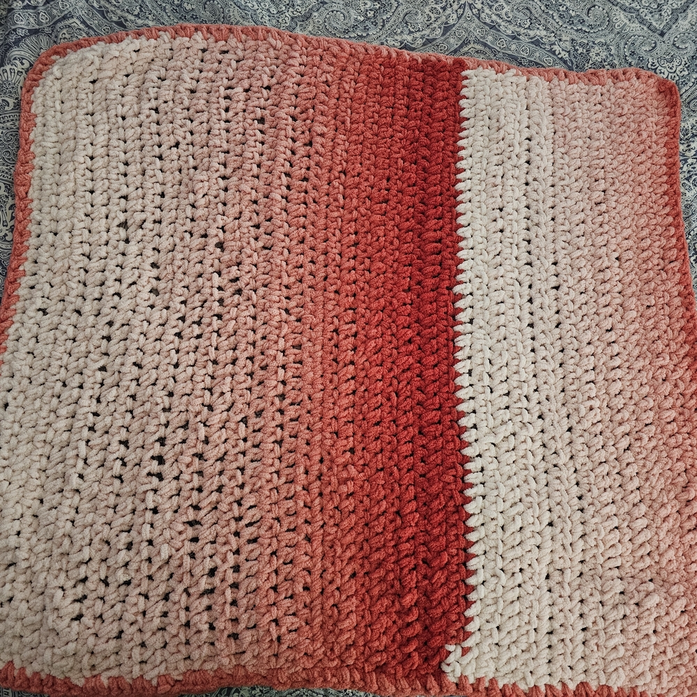 Handmade Crochet Blanket in Pink and Red